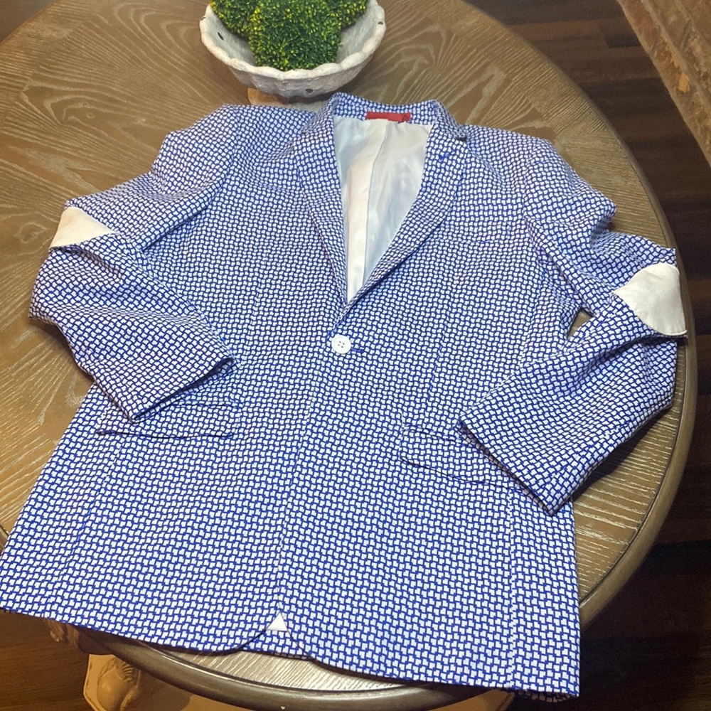 Big Boys Royal Blue & White Blazer Sports Suit  Jacket